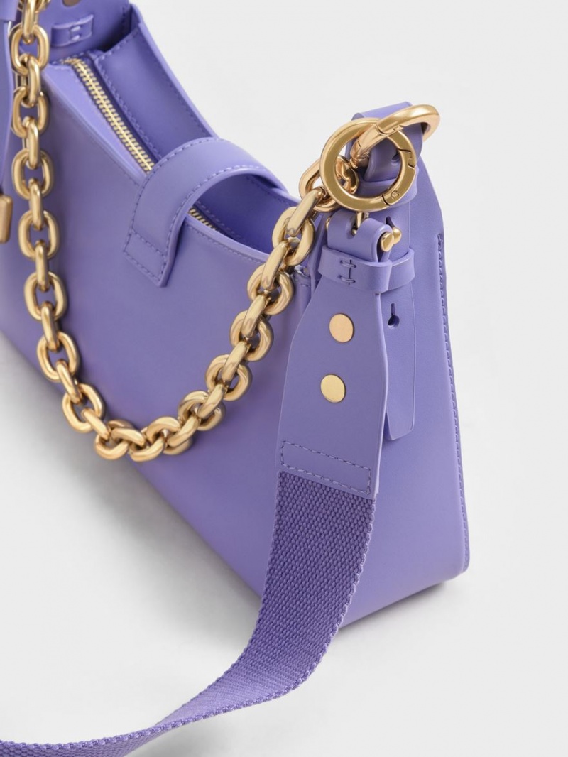 Geanta De Umar Charles & Keith Chain Handle Violet | 984KIDFWH