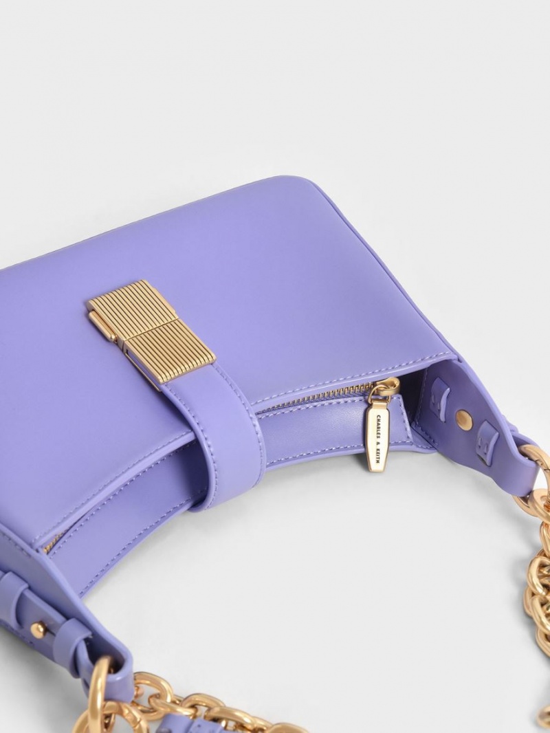 Geanta De Umar Charles & Keith Chain Handle Violet | 984KIDFWH