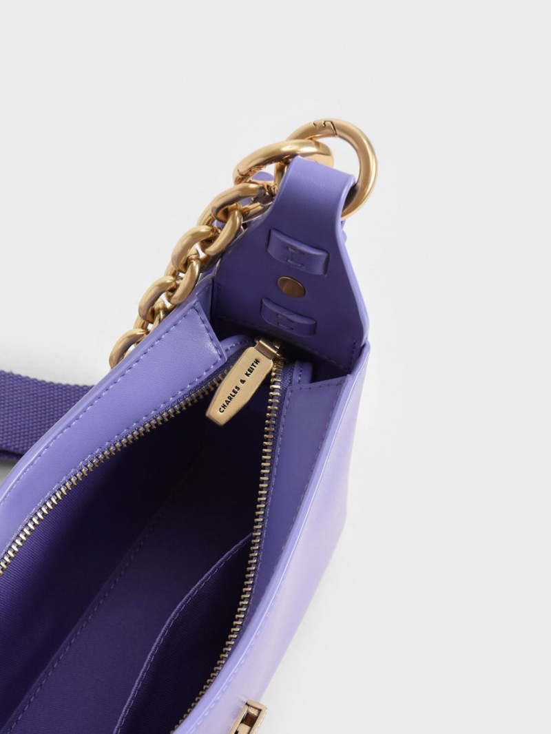 Geanta De Umar Charles & Keith Chain Handle Violet | 984KIDFWH