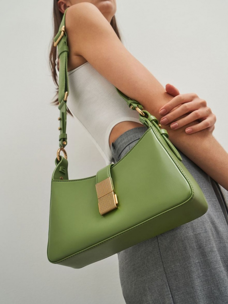 Geanta De Umar Charles & Keith Chain Handle Verzi | 739UTSBXO