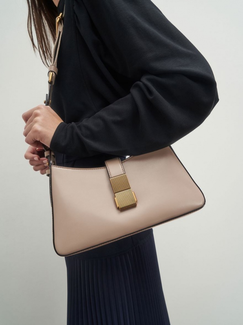 Geanta De Umar Charles & Keith Chain Handle Bej | 216VFYSUK