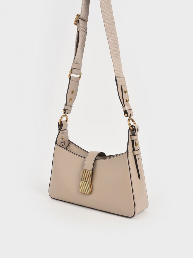 Geanta De Umar Charles & Keith Chain Handle Bej | 216VFYSUK