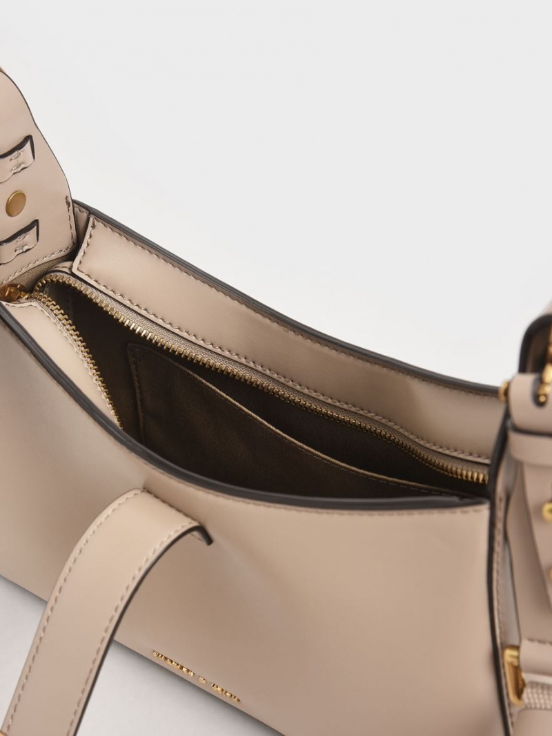 Geanta De Umar Charles & Keith Chain Handle Bej | 216VFYSUK