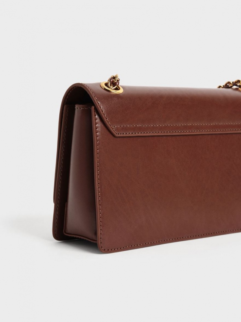 Geanta De Umar Charles & Keith Chain Handle Ciocolata | 421QRSKEL