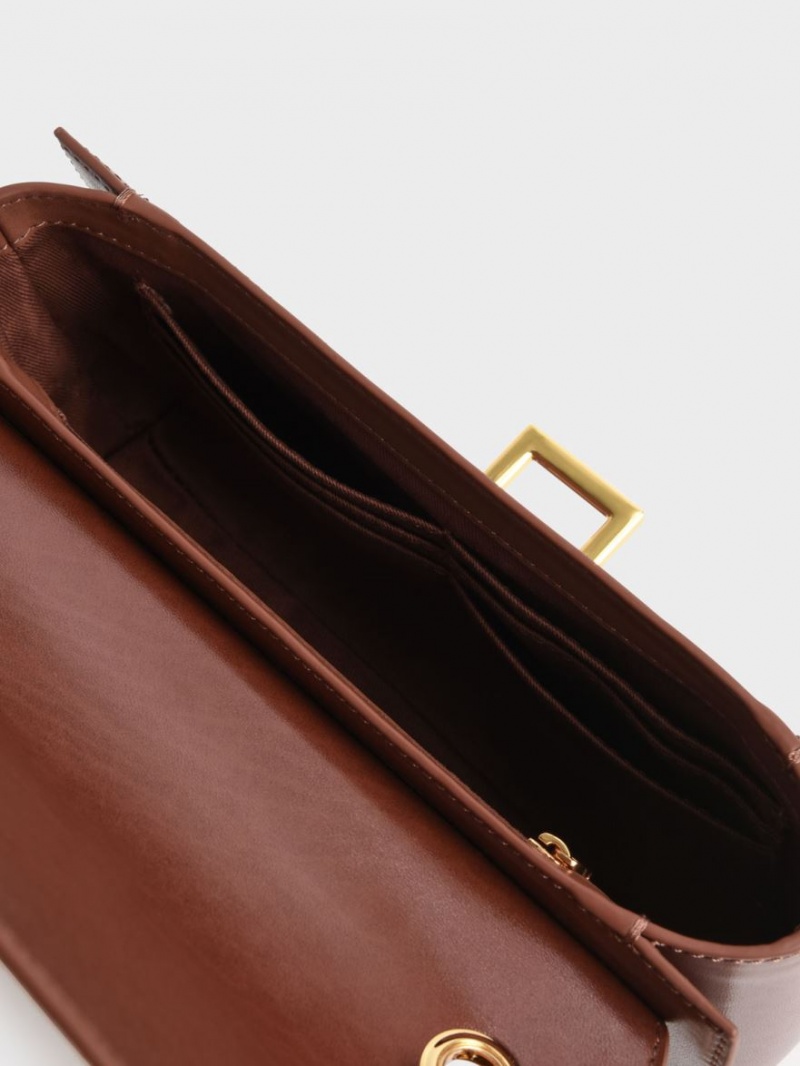 Geanta De Umar Charles & Keith Chain Handle Ciocolata | 421QRSKEL