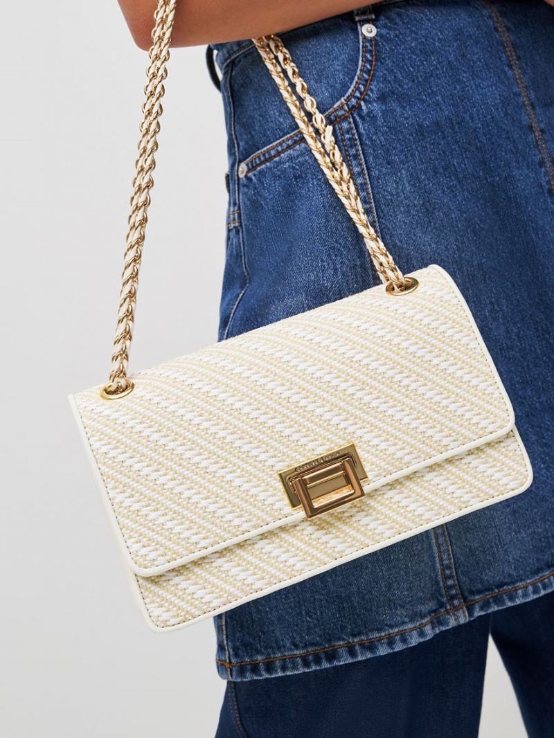 Geanta De Umar Charles & Keith Chain Handle Albi | 724ZJSWYF