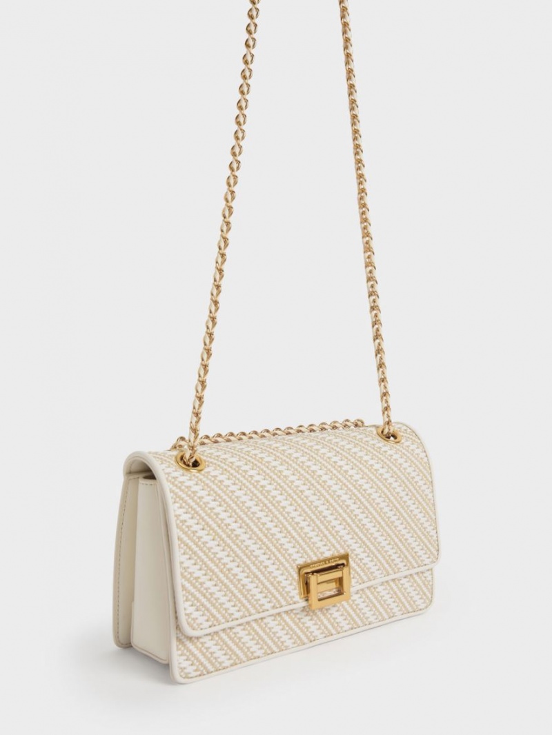 Geanta De Umar Charles & Keith Chain Handle Albi | 724ZJSWYF