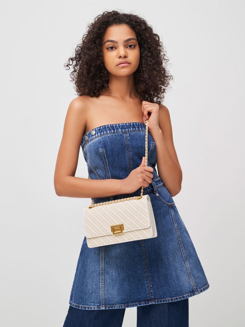 Geanta De Umar Charles & Keith Chain Handle Albi | 724ZJSWYF