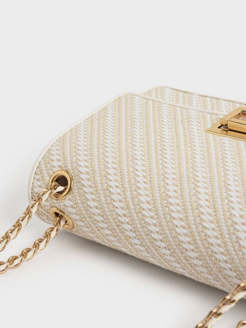 Geanta De Umar Charles & Keith Chain Handle Albi | 724ZJSWYF