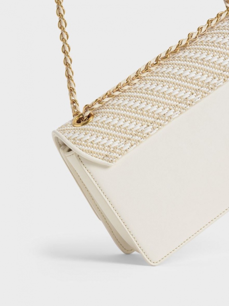 Geanta De Umar Charles & Keith Chain Handle Albi | 724ZJSWYF