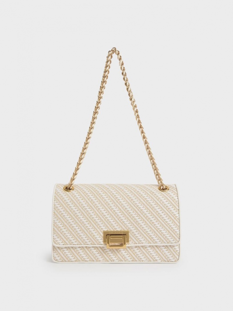 Geanta De Umar Charles & Keith Chain Handle Albi | 724ZJSWYF
