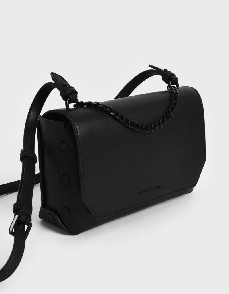 Geanta De Umar Charles & Keith Chain Handle Negrii | 386QSCFXM