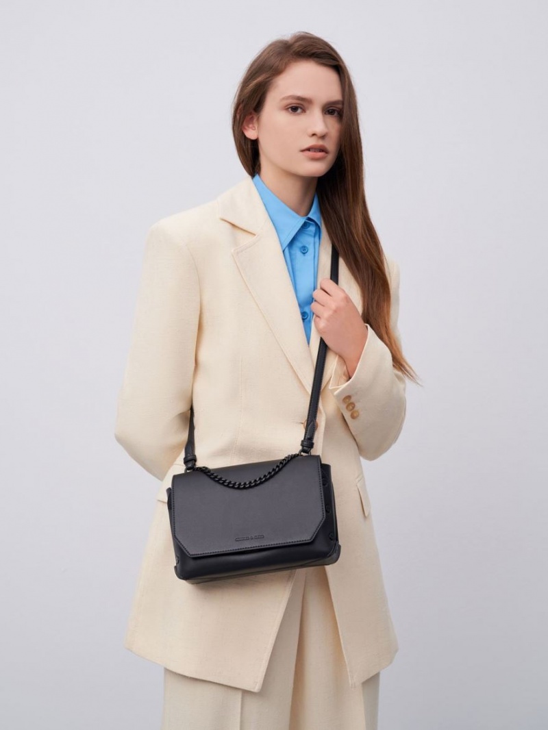 Geanta De Umar Charles & Keith Chain Handle Negrii | 386QSCFXM