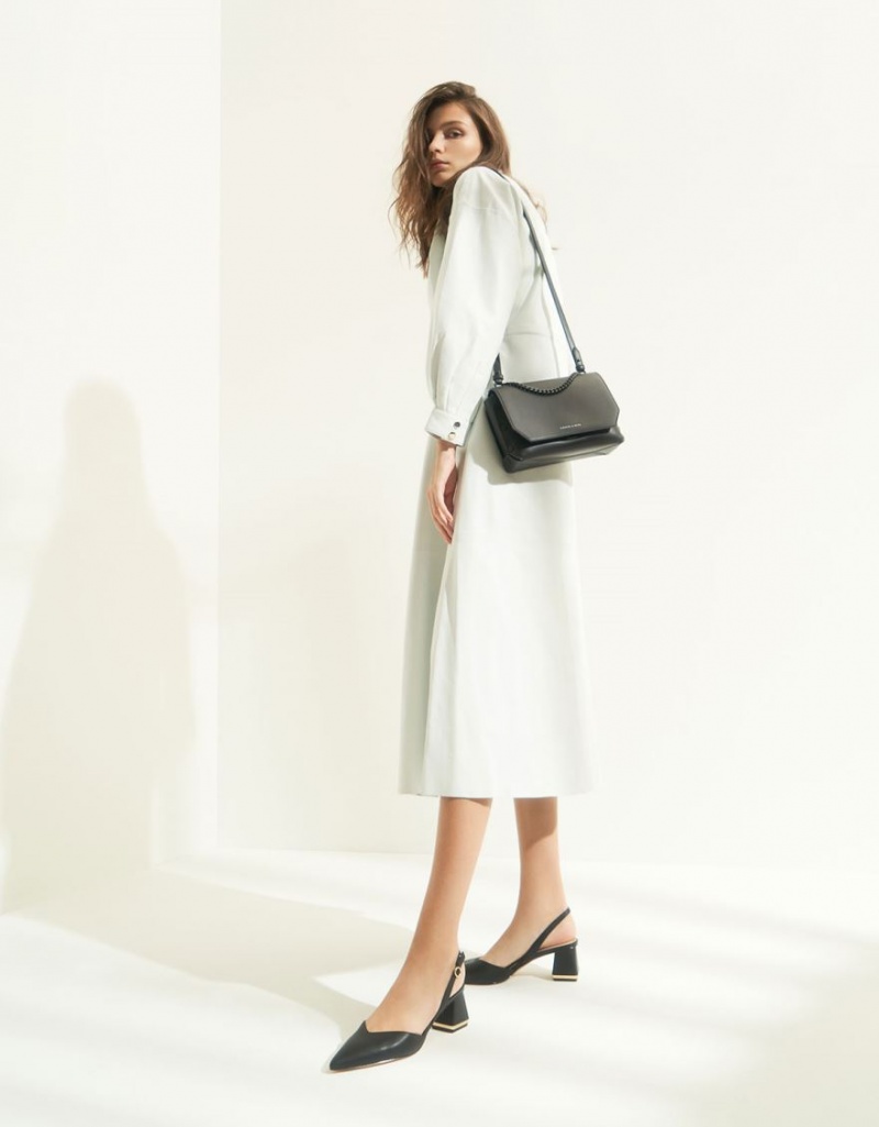 Geanta De Umar Charles & Keith Chain Handle Negrii | 386QSCFXM