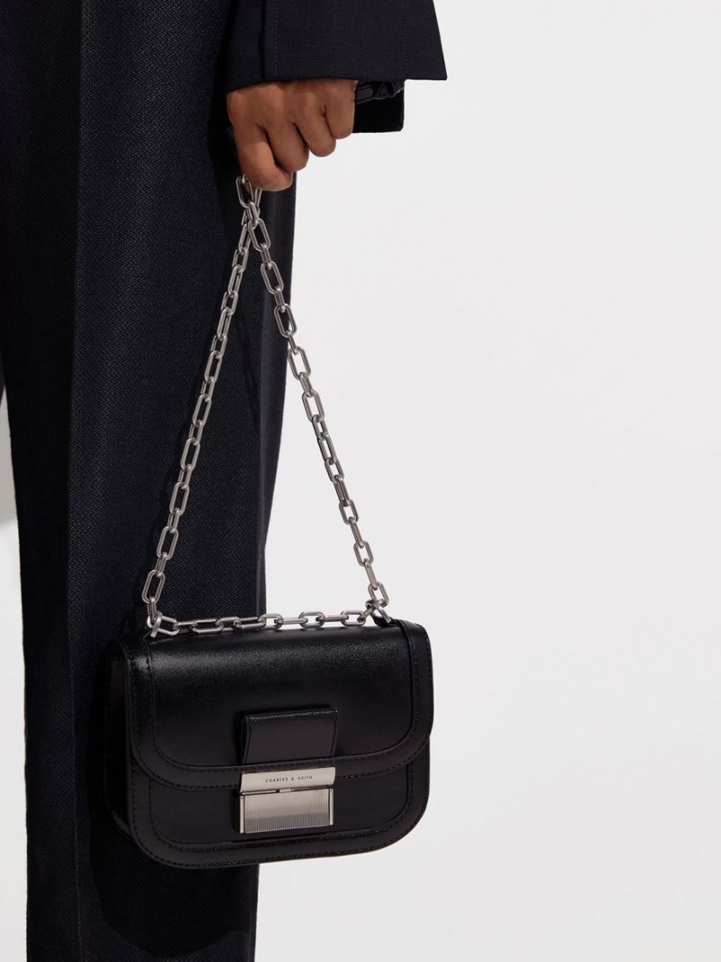 Geanta De Umar Charles & Keith Charlot Chain Curea Negrii | 832AWBSDG