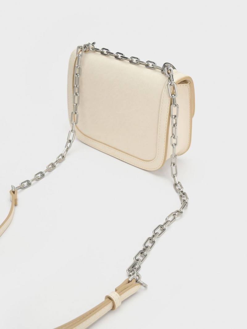 Geanta De Umar Charles & Keith Charlot Chain Curea Bej | 279WSIJXT