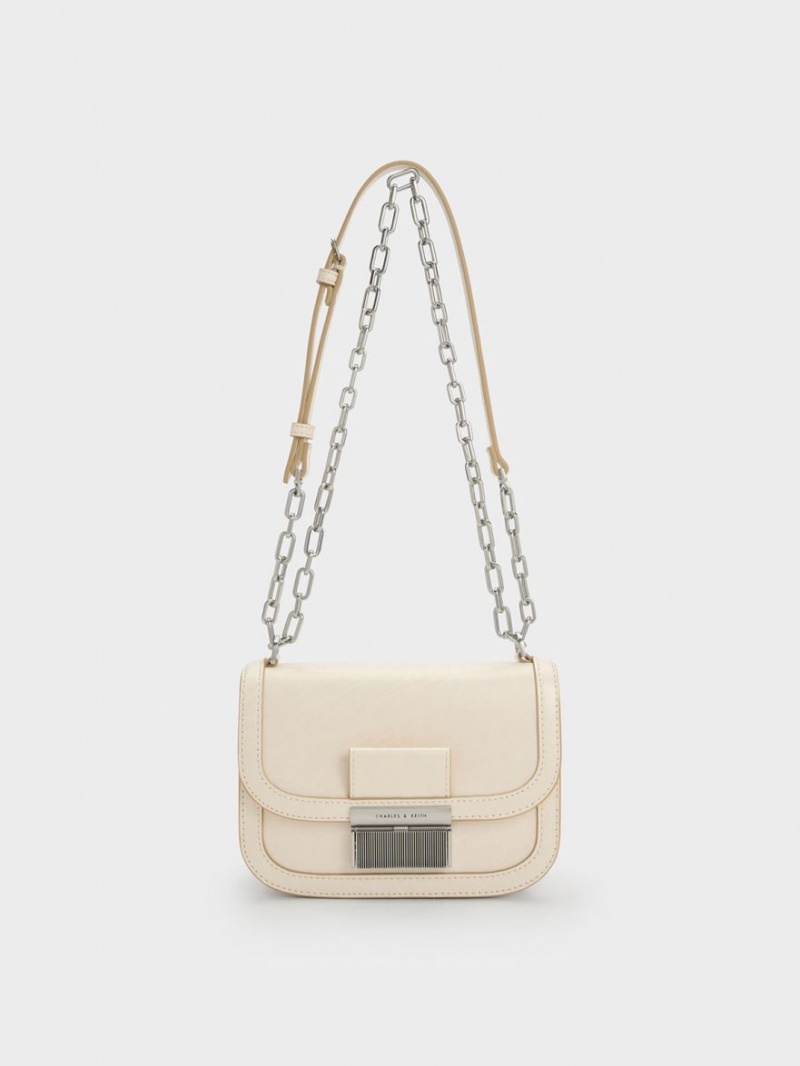 Geanta De Umar Charles & Keith Charlot Chain Curea Bej | 279WSIJXT