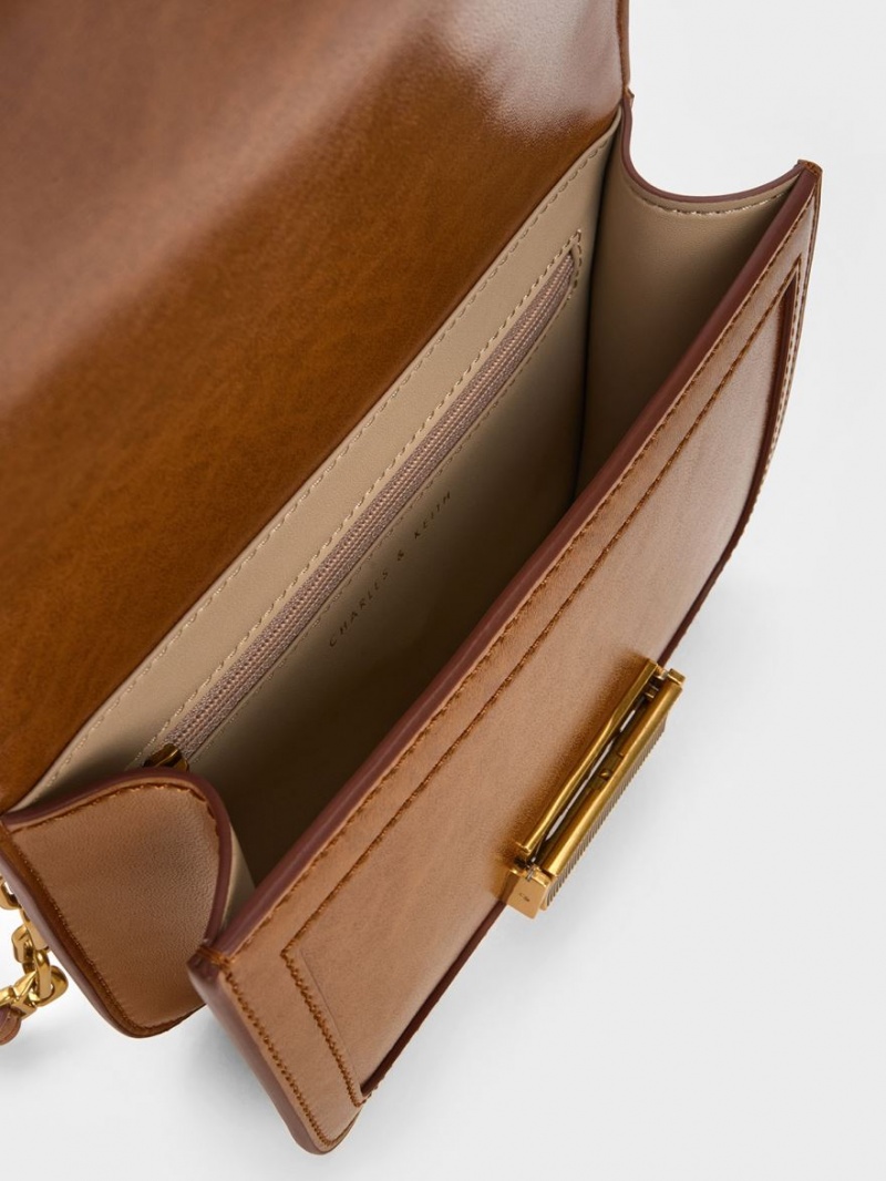 Geanta De Umar Charles & Keith Charlot Furry Chain Curea Maro | 790ZMRYXO