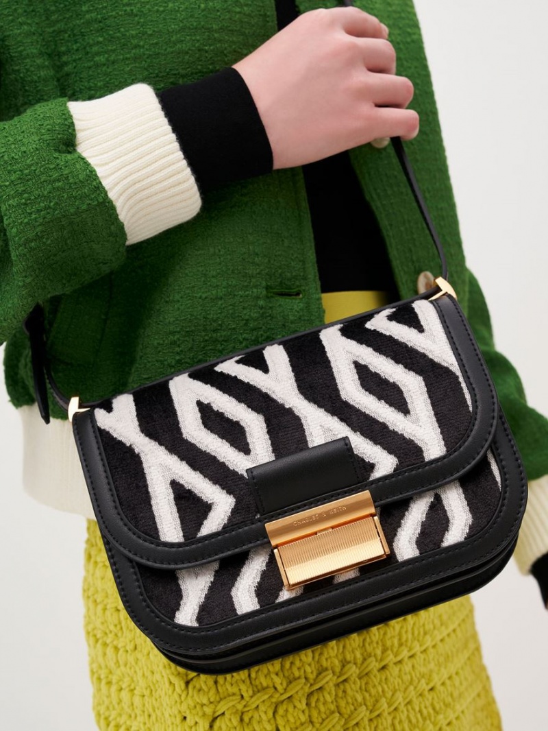 Geanta De Umar Charles & Keith Charlot Jacquard Printed Negrii | 173TCEPXV