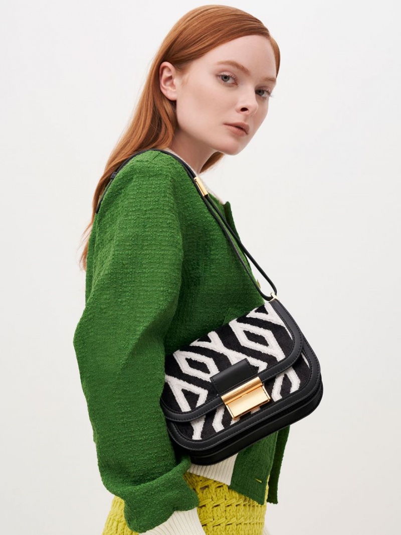 Geanta De Umar Charles & Keith Charlot Jacquard Printed Negrii | 173TCEPXV