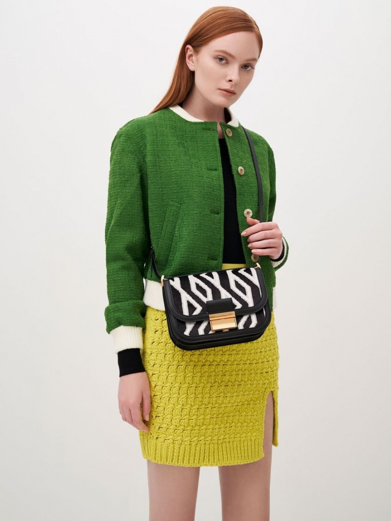 Geanta De Umar Charles & Keith Charlot Jacquard Printed Negrii | 173TCEPXV