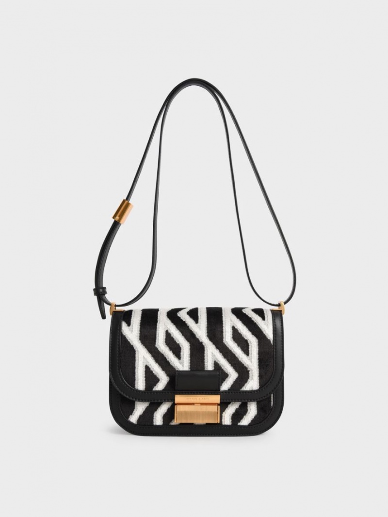 Geanta De Umar Charles & Keith Charlot Jacquard Printed Negrii | 173TCEPXV