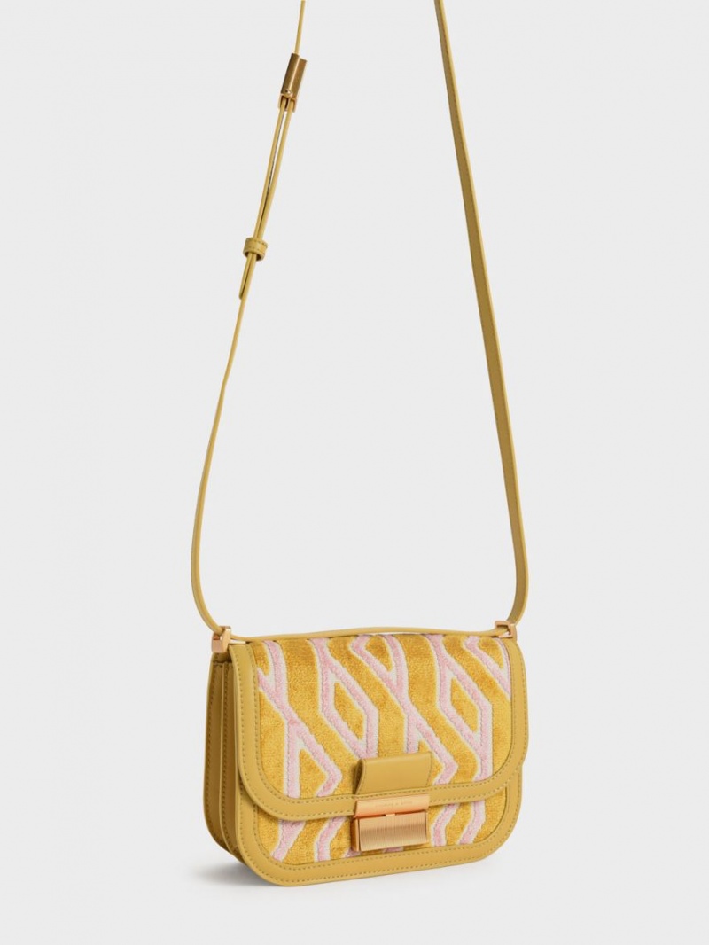 Geanta De Umar Charles & Keith Charlot Jacquard Printed Muștar | 170BCUAXL