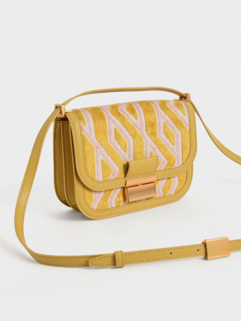 Geanta De Umar Charles & Keith Charlot Jacquard Printed Muștar | 170BCUAXL