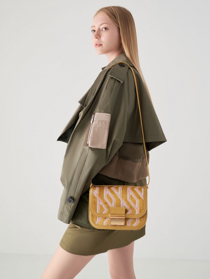 Geanta De Umar Charles & Keith Charlot Jacquard Printed Muștar | 170BCUAXL