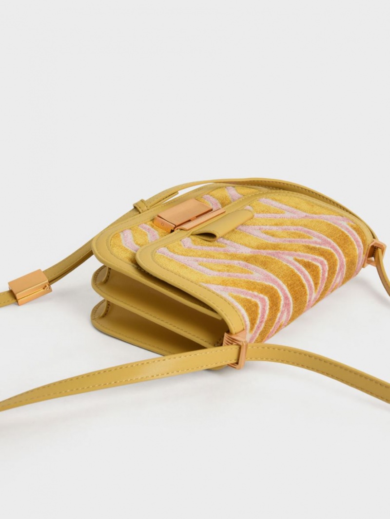 Geanta De Umar Charles & Keith Charlot Jacquard Printed Muștar | 170BCUAXL