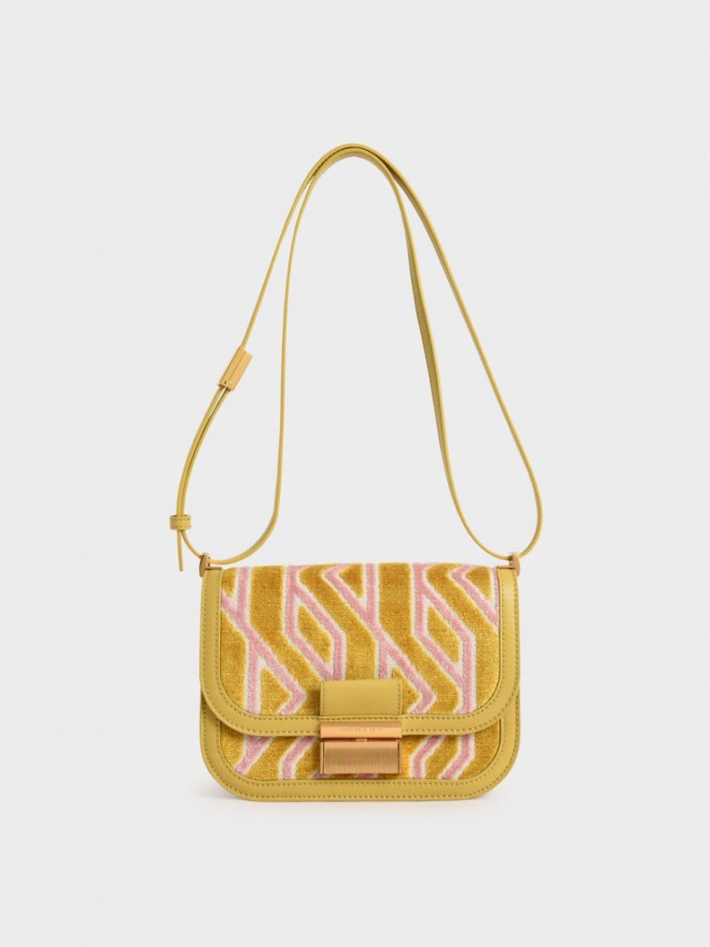 Geanta De Umar Charles & Keith Charlot Jacquard Printed Muștar | 170BCUAXL