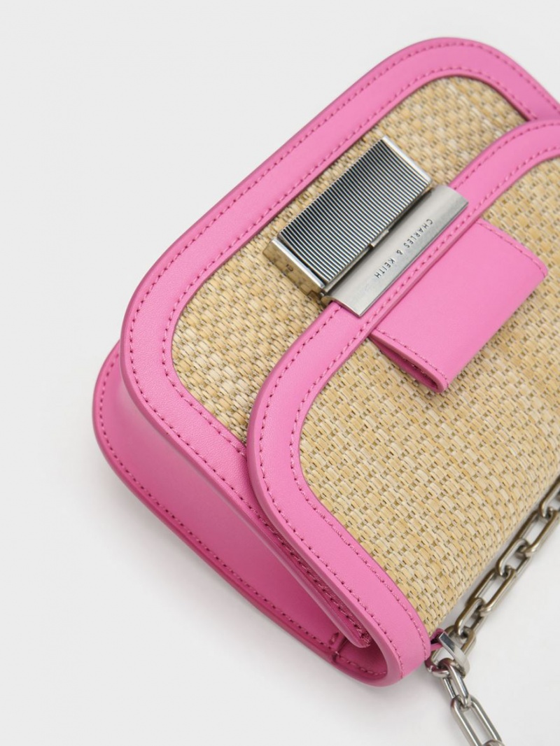 Geanta De Umar Charles & Keith Charlot Raffia Chain Curea Roz | 785FPJUGA