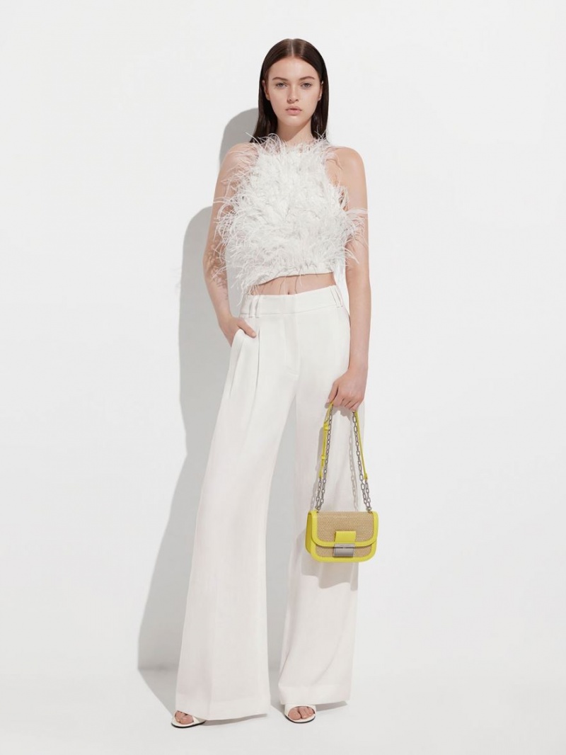 Geanta De Umar Charles & Keith Charlot Raffia Chain Curea Galbeni | 497LHVTSU