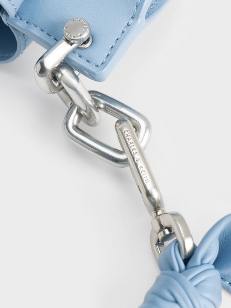 Geanta De Umar Charles & Keith Cleona Braided Handle Albastri Deschis | 392RWGOQX