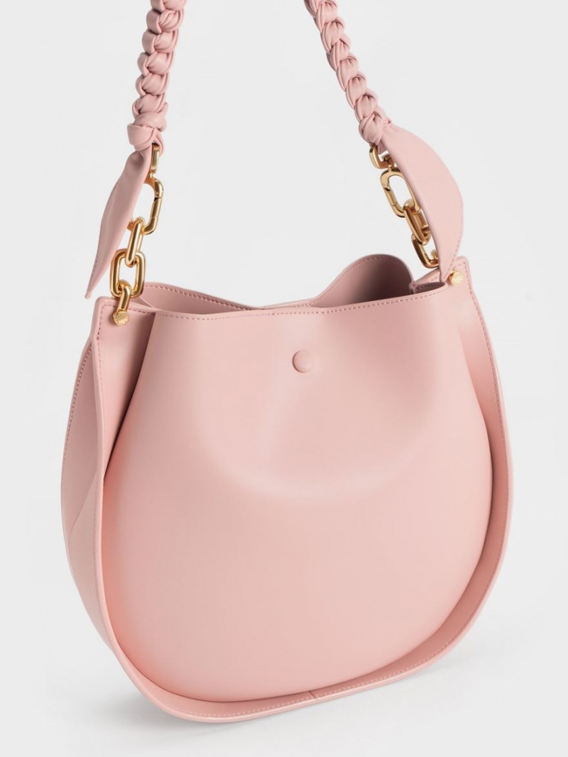Geanta De Umar Charles & Keith Cleona Braided Handle Roz Deschis | 897FIUDBQ