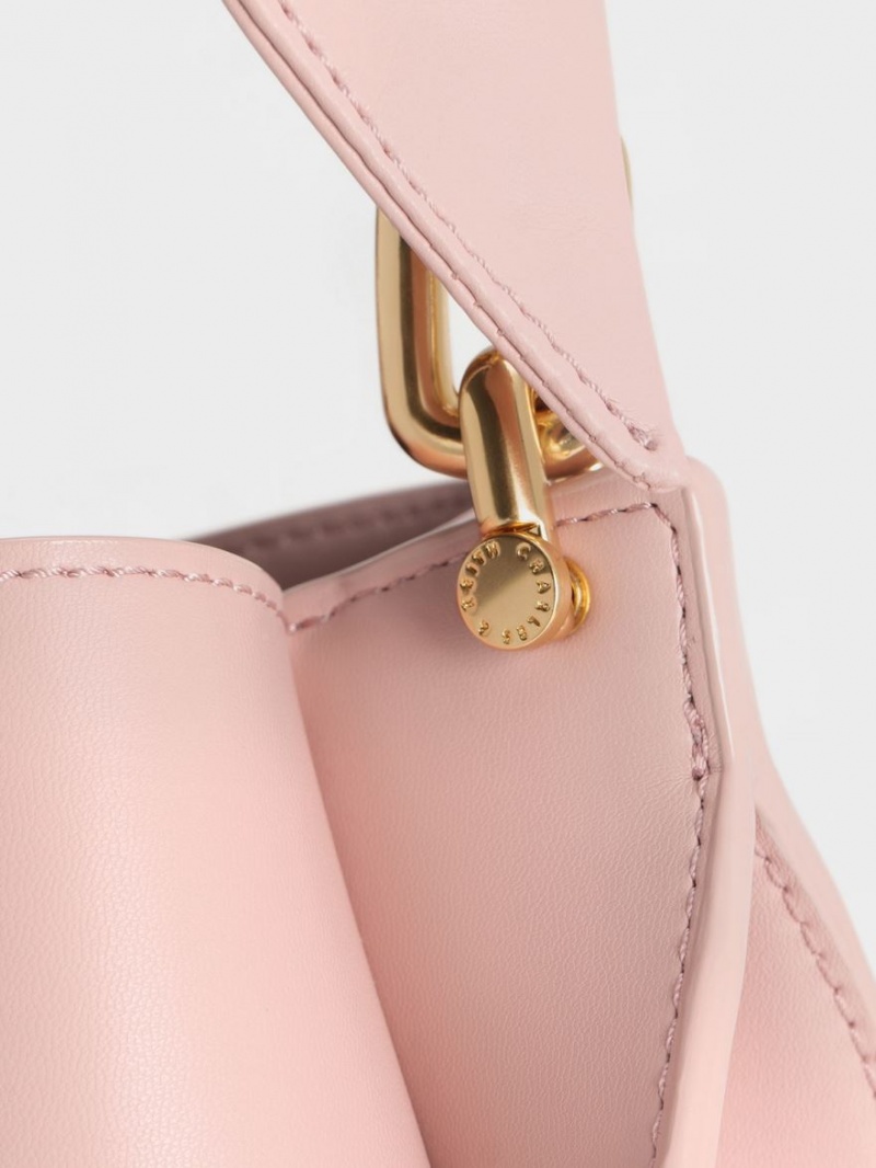 Geanta De Umar Charles & Keith Cleona Braided Handle Roz Deschis | 897FIUDBQ