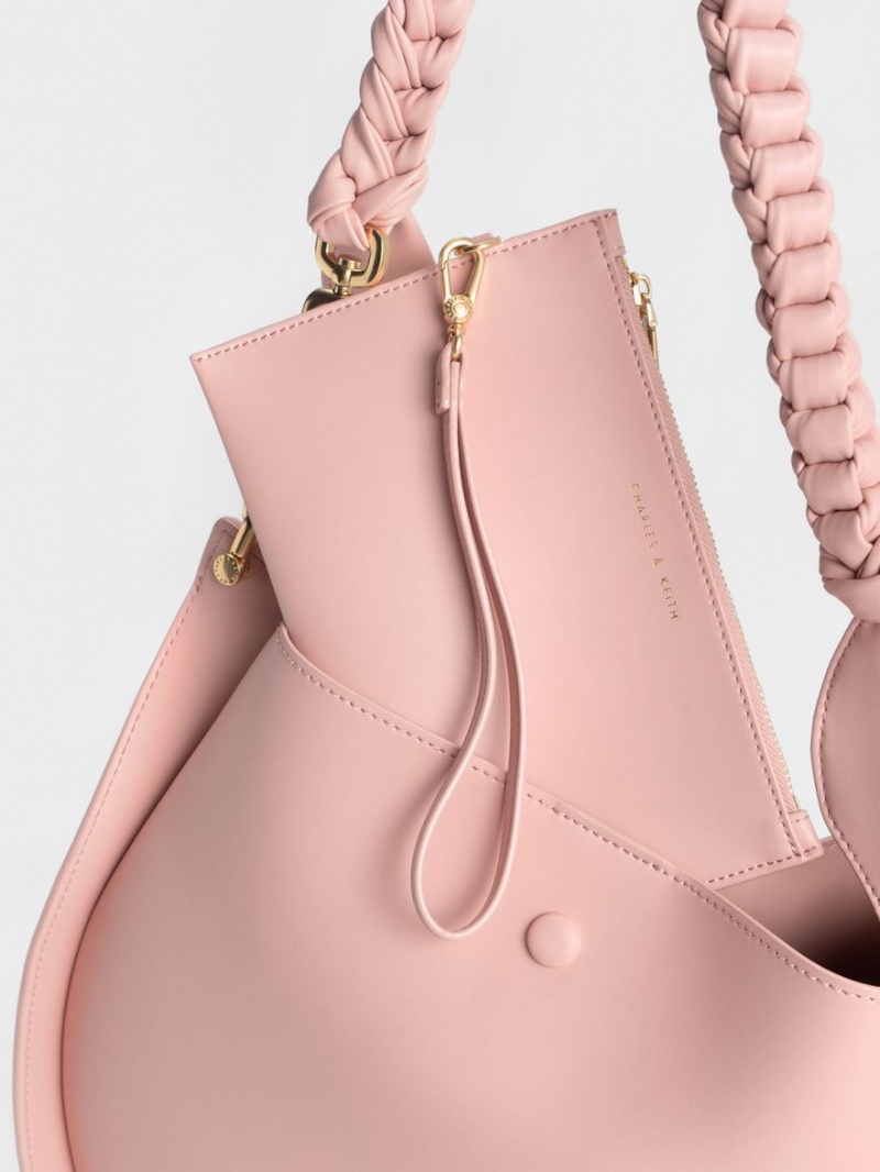 Geanta De Umar Charles & Keith Cleona Braided Handle Roz Deschis | 897FIUDBQ