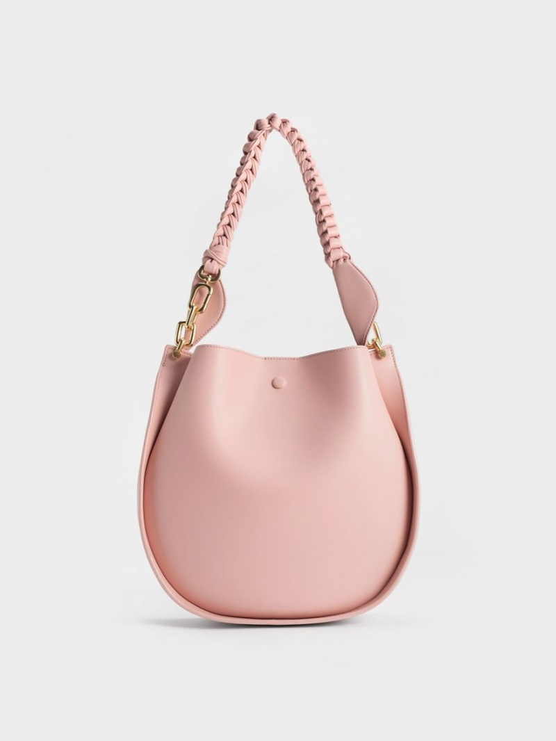 Geanta De Umar Charles & Keith Cleona Braided Handle Roz Deschis | 897FIUDBQ