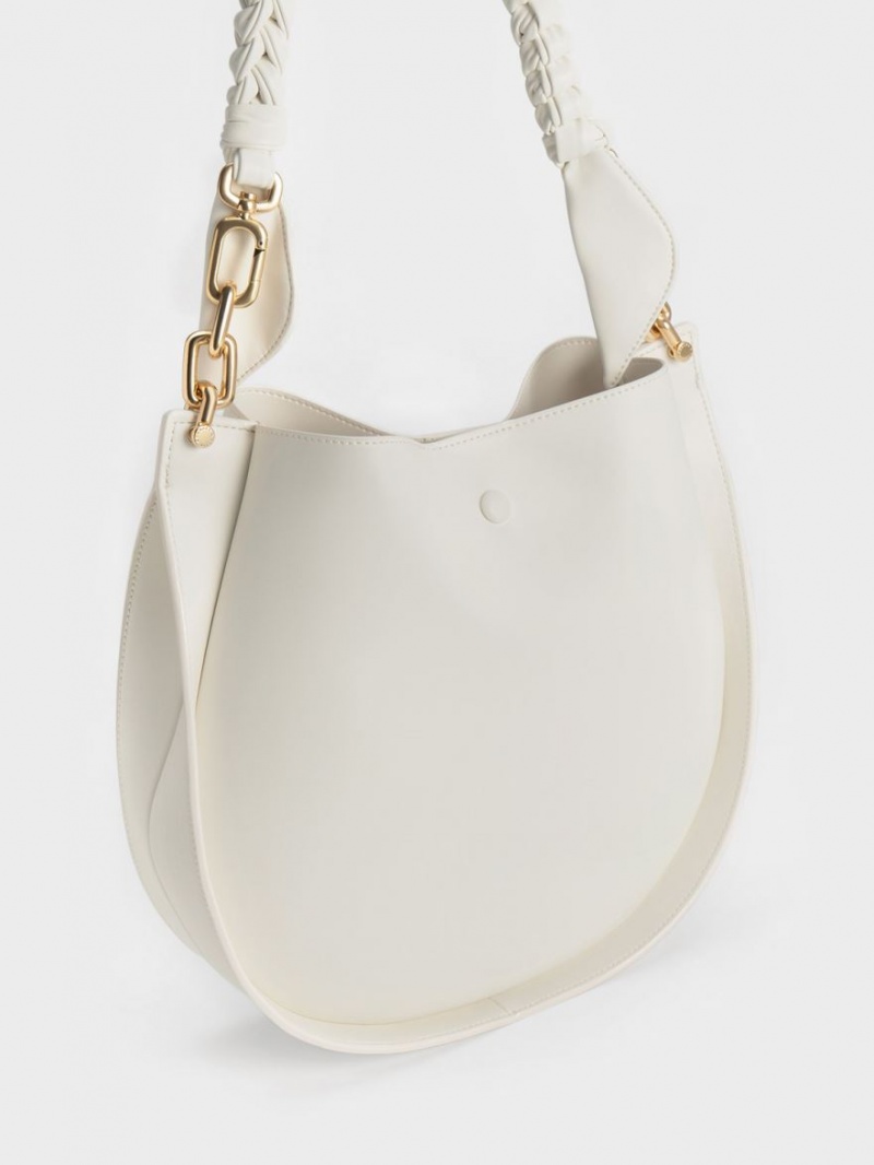 Geanta De Umar Charles & Keith Cleona Braided Handle Albi | 172ILNWGT