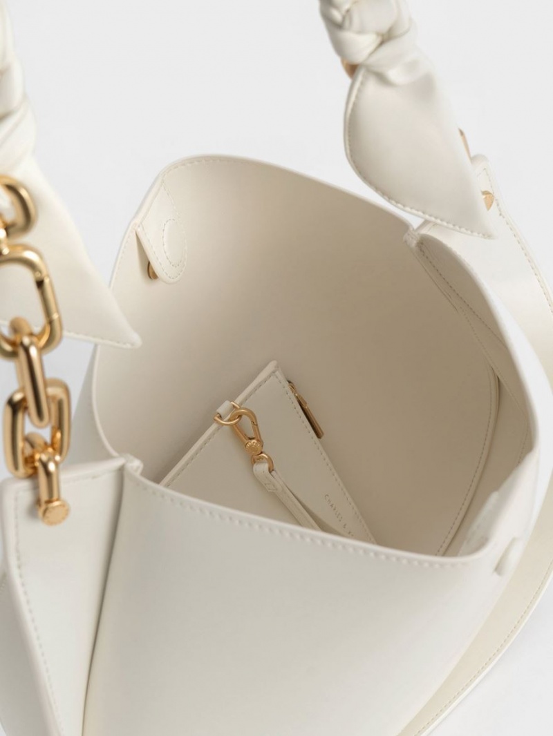 Geanta De Umar Charles & Keith Cleona Braided Handle Albi | 172ILNWGT