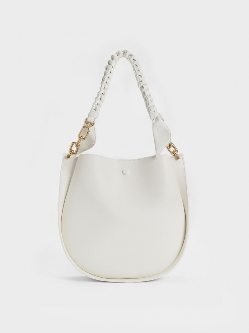 Geanta De Umar Charles & Keith Cleona Braided Handle Albi | 172ILNWGT