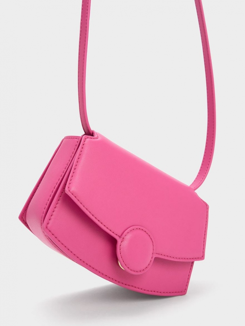 Geanta De Umar Charles & Keith Clover Curved Fucsie | 815PKXZHC