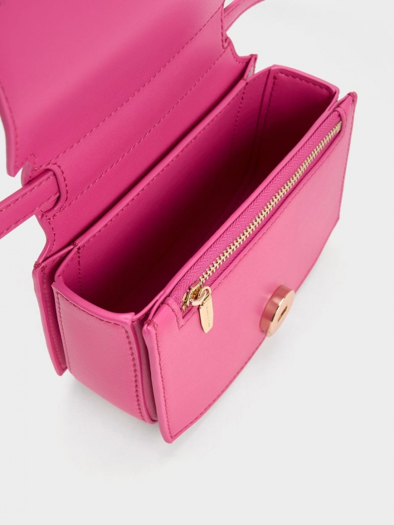 Geanta De Umar Charles & Keith Clover Curved Fucsie | 815PKXZHC