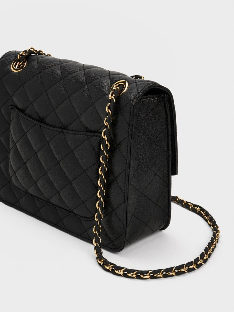 Geanta De Umar Charles & Keith Cressida Matlasat Chain Curea Negrii | 125ADFCHR