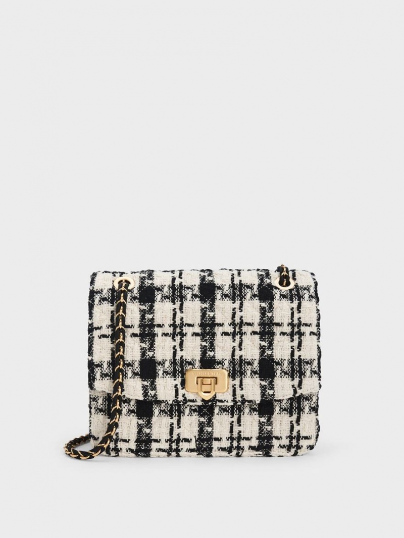Geanta De Umar Charles & Keith Cressida Tweed Chain Curea Colorati | 049WFPLCE