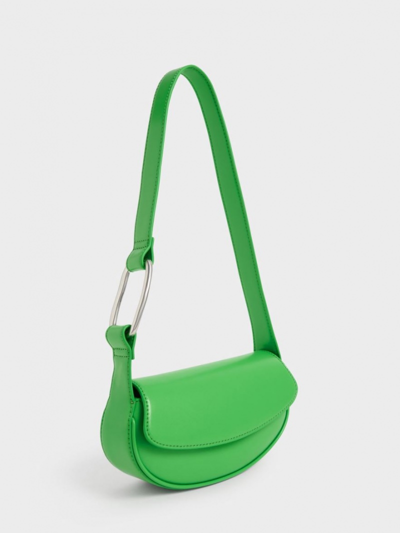 Geanta De Umar Charles & Keith Curved Front Flap Verzi | 245TKWCHU
