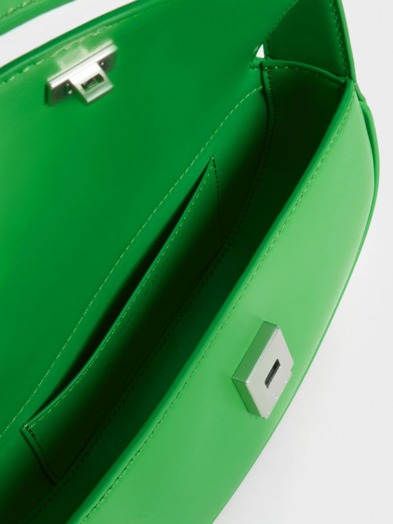 Geanta De Umar Charles & Keith Curved Front Flap Verzi | 245TKWCHU