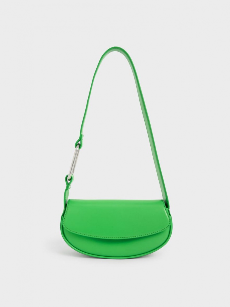 Geanta De Umar Charles & Keith Curved Front Flap Verzi | 245TKWCHU