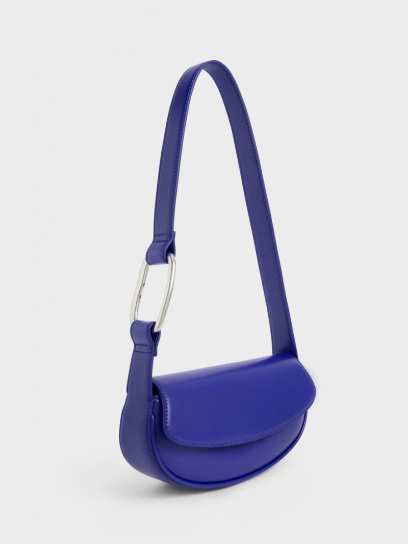 Geanta De Umar Charles & Keith Curved Front Flap Albastri | 120HLBEZU
