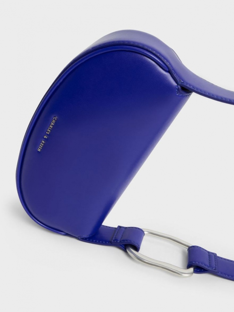 Geanta De Umar Charles & Keith Curved Front Flap Albastri | 120HLBEZU